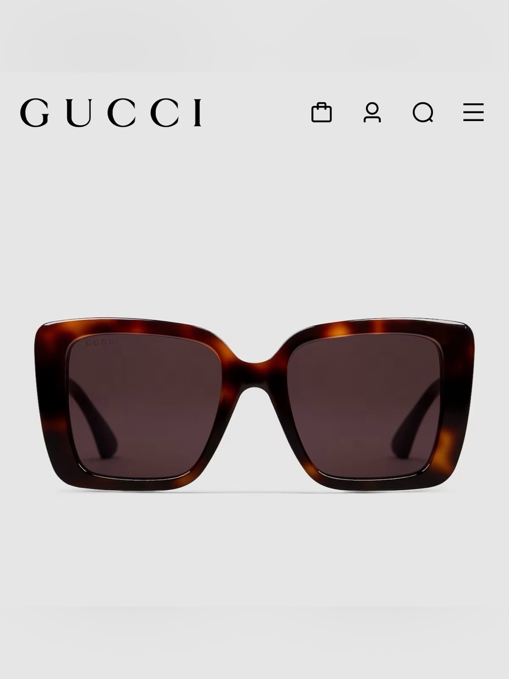 GUCCI GG1861S square frame sunglasses. Brown lenses.